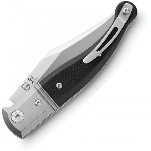 LionSteel Gitano GT01 GBK Folding Knife - 3.35" Niolox Blade Black G10 Handle