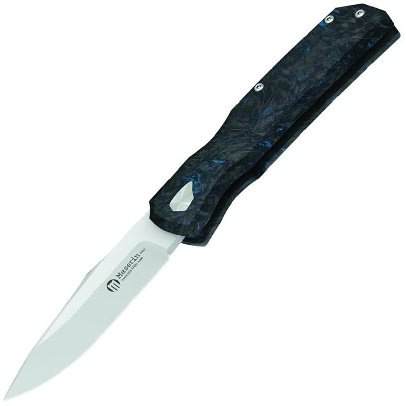 Maserin 502BM Power Folding Knife - 3.15" MagnaCut Satin Drop Point Blade Arctic Storm FatCarbon Handle