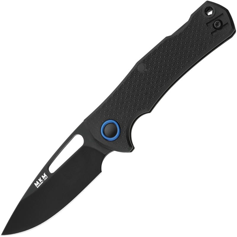MKM Lov Lockback Folding Knife - 3" N690Co Black Drop Point Blade, Black FRN Handle