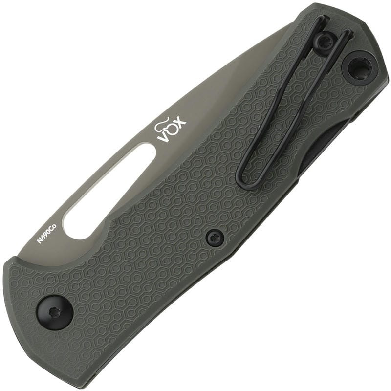 MKM Lov Lockback Folding Knife - 3" N690Co Tan Drop Point Blade, Green FRN Handle