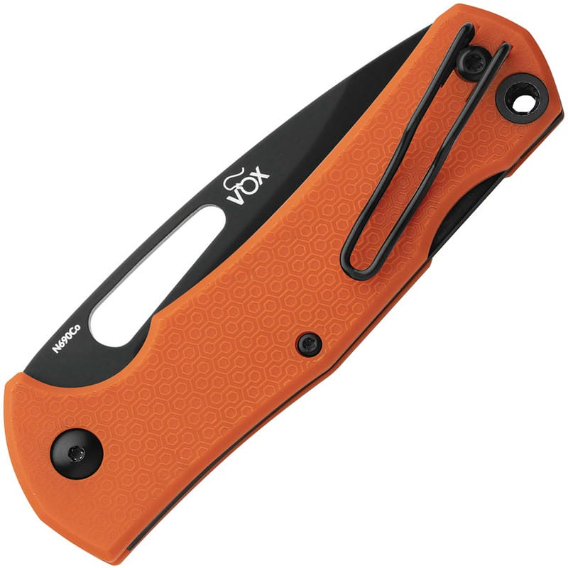 MKM Lov Lockback Folding Knife - 3" N690Co Black Drop Point Blade, Orange FRN Handle