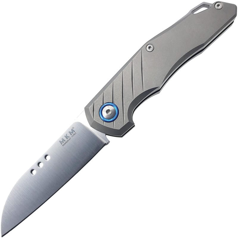 MKM Knives Root UK EDC Folding Knife - 2.8" M390 Satin Sheepsfoot Blade Titanium Handle