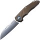 MKM Knives Root UK EDC Folding Knife - 2.8" M390 Satin Sheepsfoot Blade Bronze Titanium Handle