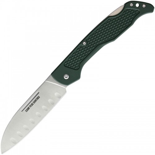 Ontario Camp Plus Folding Santoku Knife - 4.25" Stainless Steel Blade, Green GFN Handle