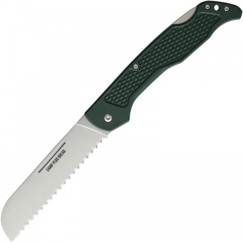 Ontario Camp Plus Folding Bread Knife - 4.25" Serrated Blade, Green GFN Handle