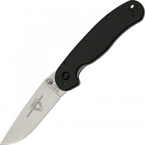 Ontario RAT Model 2 Folding Knife 3.0" Satin Plain Blade, Black Nylon Handles