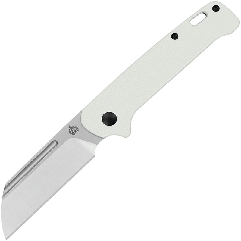 QSP Penguin UK EDC Slipjoint Folding Knife - 3" 14C28N Satin Sheepsfoot Blade White G10 Handle