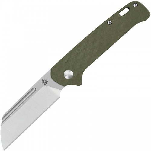 QSP Penguin UK EDC Slipjoint Folding Knife - 3" 14C28N Satin Sheepsfoot Blade Green G10 Handle