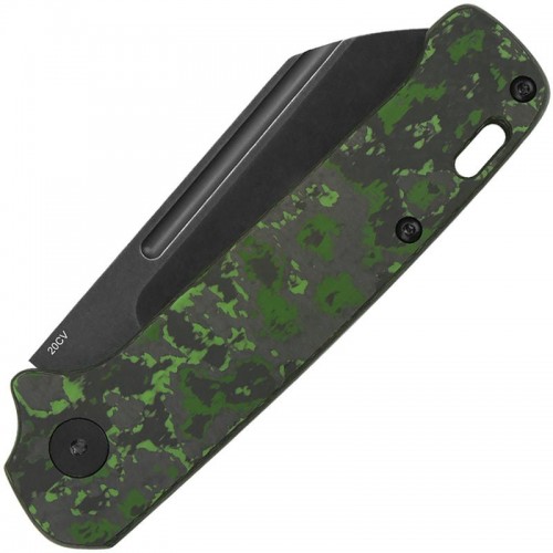 QSP Penguin UK EDC Folding Knife - 3" CPM-20CV Black Sheepsfoot Blade Jungle Wear FatCarbon Handle