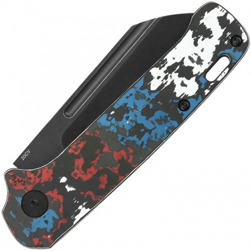 QSP Penguin UK EDC Folding Knife - 3" CPM-20CV Black Sheepsfoot Blade Nebua FatCarbon Handle