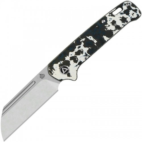 QSP Penguin UK EDC Folding Knife - 3" CPM-20CV Sheepsfoot Blade White Storm FatCarbon Handle