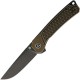 QSP Osprey Folding Knife - 3.25" Black Blade, Brass Stonewash Handle