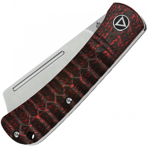 QSP Hedgehog UK EDC Knife - 2.88" 14C28N Satin Cleaver Blade Red Carbon Fibre Handle