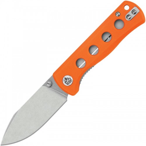 QSP Canary Folding Knife - 2.84" 14C28N Stonewashed DP Blade Orange G10 Handle
