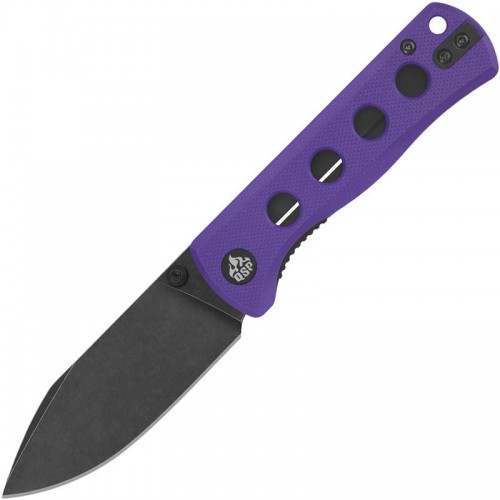 QSP Canary Folding Knife - 2.84" 14C28N Black Stonewashed DP Blade Purple G10 Handle