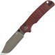 QSP Kali Folding Knife - 3.25" 14C28N Champagne Blade Dark Red Milled G10 Handle