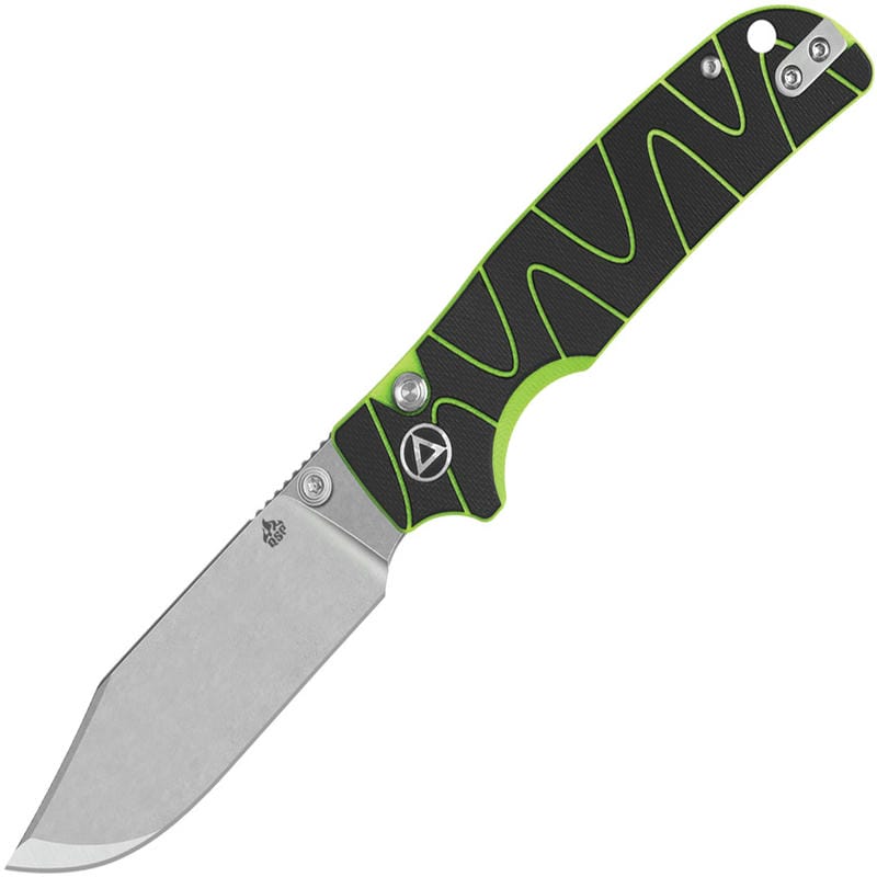 QSP Kali Folding Knife - 3.25" 14C28N Blade Black and Neon Green Milled G10 Handle