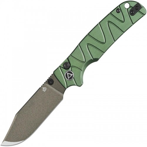 QSP Kali Folding Knife - 3.25" 14C28N Champagne Blade Green Milled G10 Handle