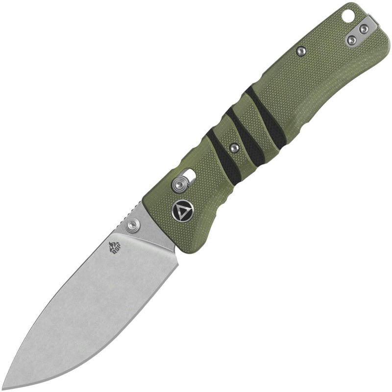 QSP Ripley Glyde Folding Knife - 3.5" 14C28N Blade Milled OD GReen G10 Handle