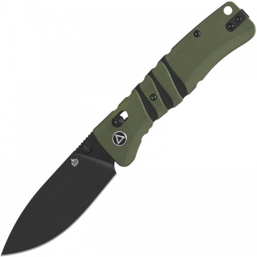 QSP Ripley Glyde Folding Knife - 3.5" 14C28N Black Blade Milled OD Green G10 Handle