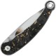 QSP Dolphin Folding Knife - 3.15" 14C28N Mirror Polished Spear Point Blade Stainless Steel Handle with Gold Flake Carbon Fiber Inlays