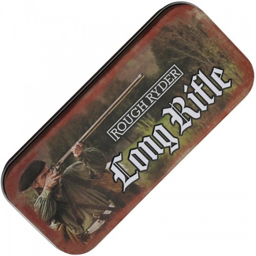 Rough Ryder Long Rifle Gunstock Red - Dual Blade 3.38" Spear 2" Pen Red Bone Handle