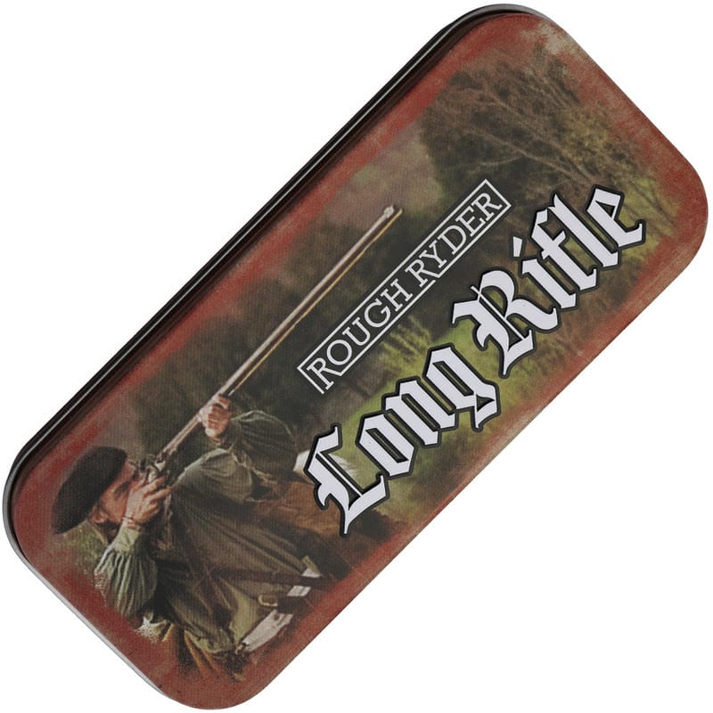 Rough Ryder Long Rifle Gunstock Red - Dual Blade 3.38" Spear 2" Pen Red Bone Handle