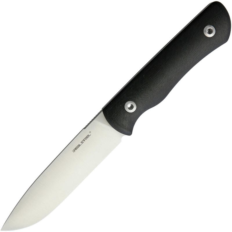 Real Steel Bushcraft Plus - 4.53" Convex Grind Bohler K110 (D2) Blade Black G10 Handle