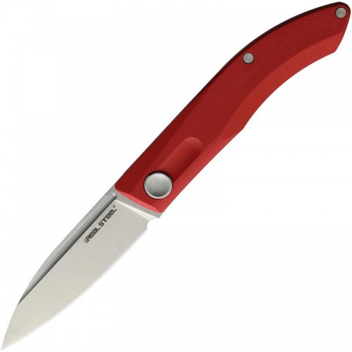 Real Steel Stella UK EDC Folding Knife - 2.95" VG10 Satin Spear Point Red G10 Handle
