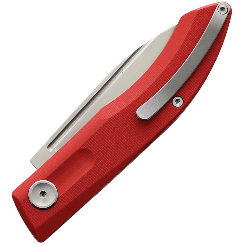 Real Steel Stella UK EDC Folding Knife - 2.95" VG10 Satin Spear Point Red G10 Handle