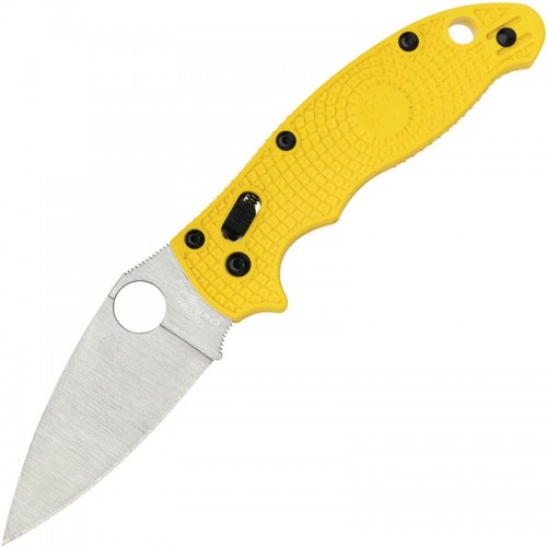 Spyderco Manix 2 Salt Lightweight Folding Knife - 3.37" Satin CPM-MagnaCut Plain Blade, Yellow FRN Handle