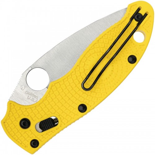 Spyderco Manix 2 Salt Lightweight Folding Knife - 3.37" Satin CPM-MagnaCut Plain Blade, Yellow FRN Handle