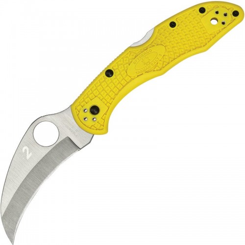 Spyderco Tasman Salt 2 Folding Knife - 2.8" H2 Rust Proof Steel Blade Yellow Handle