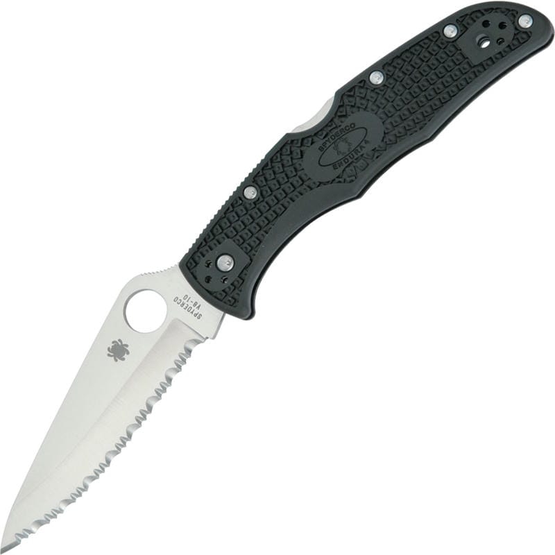 Spyderco Endura 4 Serrated - 3.75" VG10 Blade Black Handle