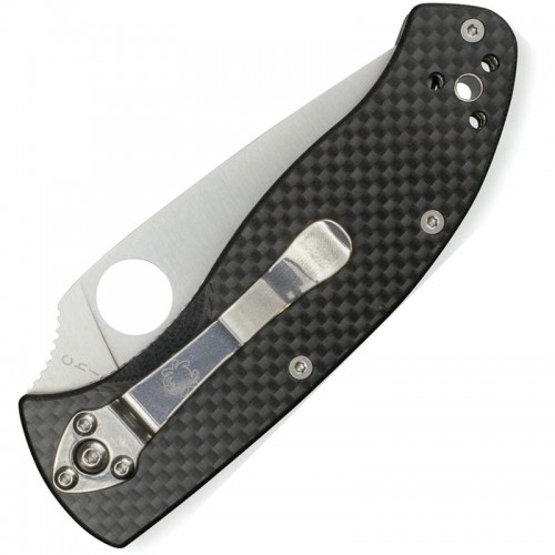 Spyderco Tenacious Folding Knife - 3.39" 8Cr13Mov Stainless Steel Blade Carbon Fiber and G10 Handle