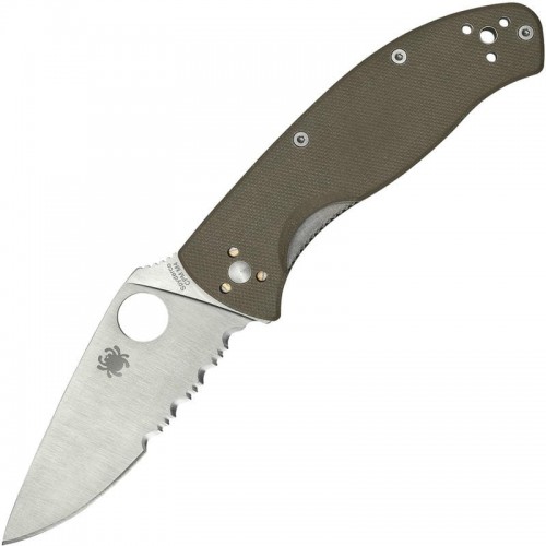 Spyderco Tenacious Folding Knife - 3.35" CPM-M4 Satin Combo Blade Brown G10 Handle
