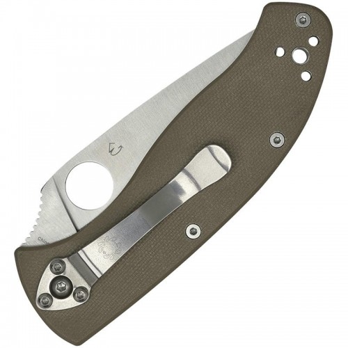 Spyderco Tenacious Folding Knife - 3.35" CPM-M4 Satin Combo Blade Brown G10 Handle