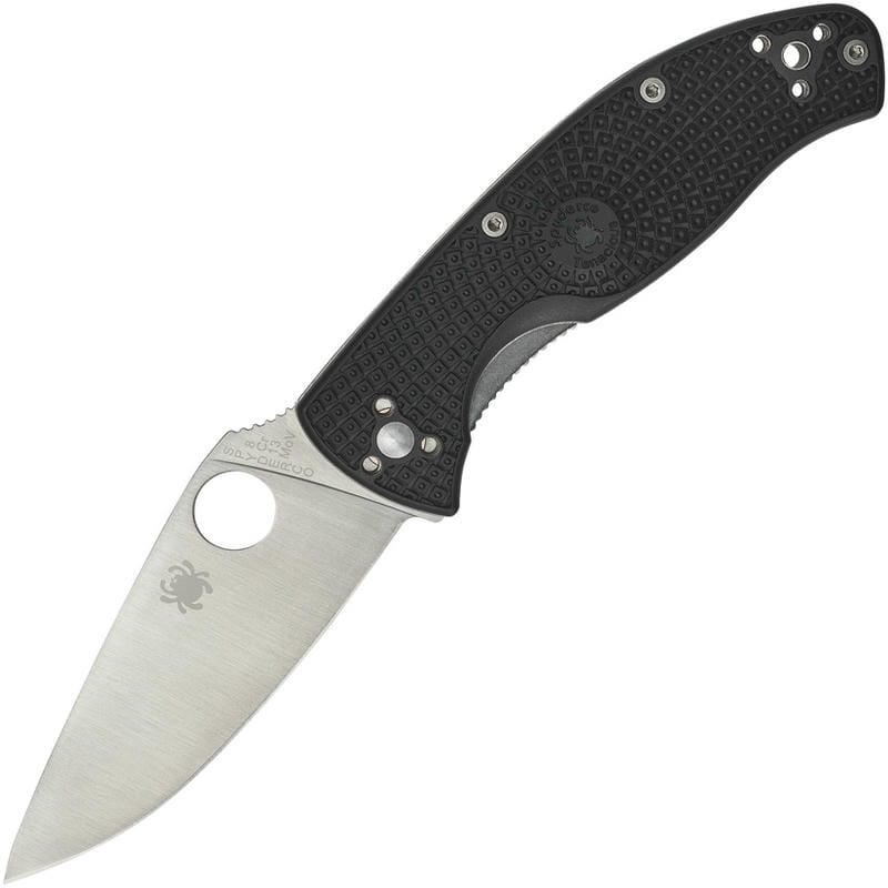 Spyderco LW Tenacious Folding Knife - 3.39" 8Cr13MoV Stainless Steel Plain Blade Black Handle