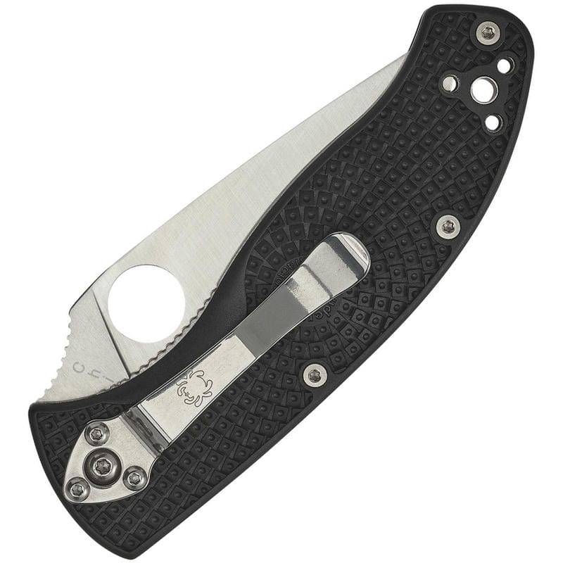 Spyderco LW Tenacious Folding Knife - 3.39" 8Cr13MoV Stainless Steel Plain Blade Black Handle