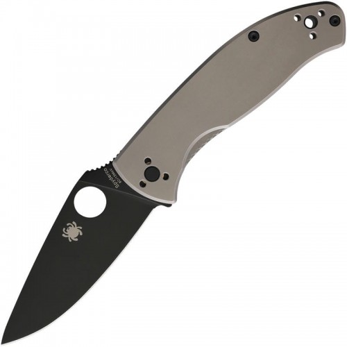Spyderco Tenacious Folding Knife - 3.35" 8Cr13MoV Stainless Steel Black Blade Gray Titanium Handle