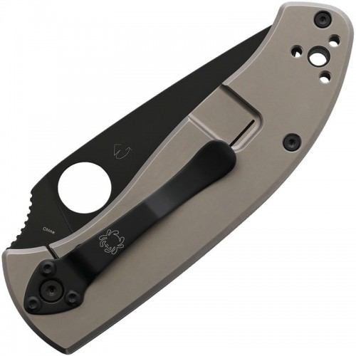 Spyderco Tenacious Folding Knife - 3.35" 8Cr13MoV Stainless Steel Black Blade Gray Titanium Handle