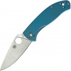 Spyderco Tenacious R.I.L Folding Knife - 3.35" 8Cr13MOV Stainless Steel Plain Blade Blue Titanium Handle
