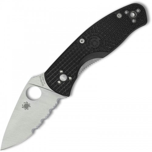 Spyderco Persistence Lightweight Folding Knife - 2.77" Combo Blade, Black Handles