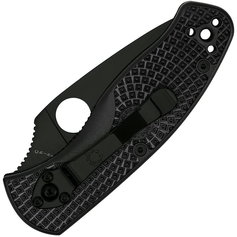 Spyderco Persistence Lightweight Folding Knife - 2.77" Black Serrated Blade, Black Handle
