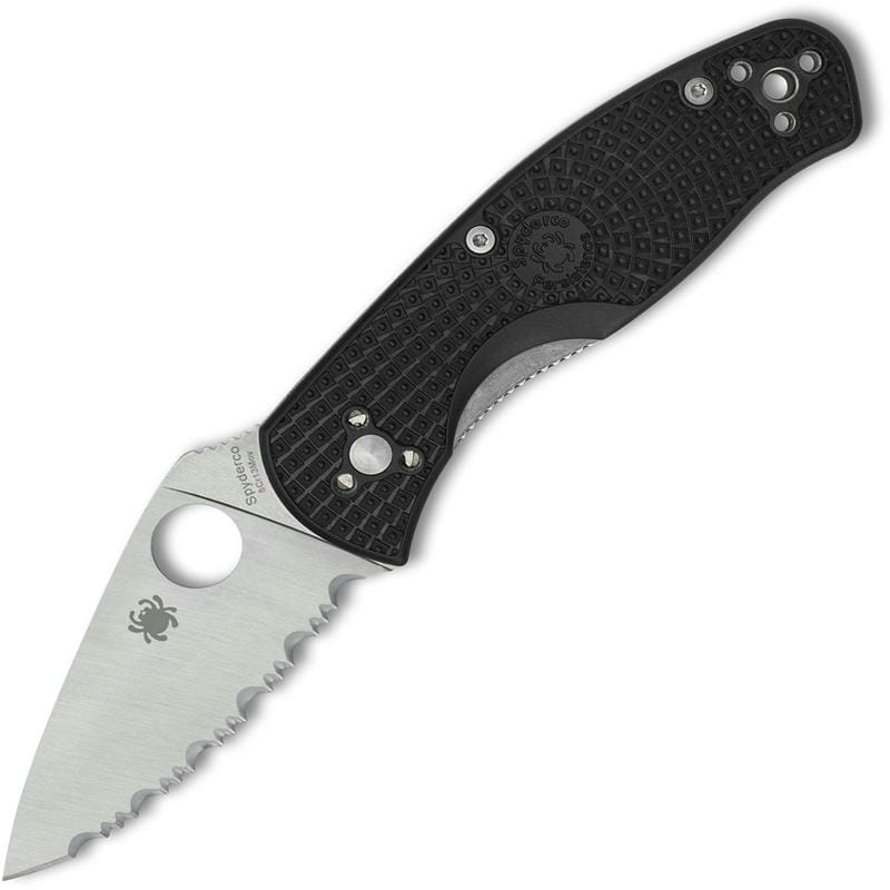 Spyderco Persistence Lightweight Folding Knife - 2.77" Serrated Blade, Black Handle