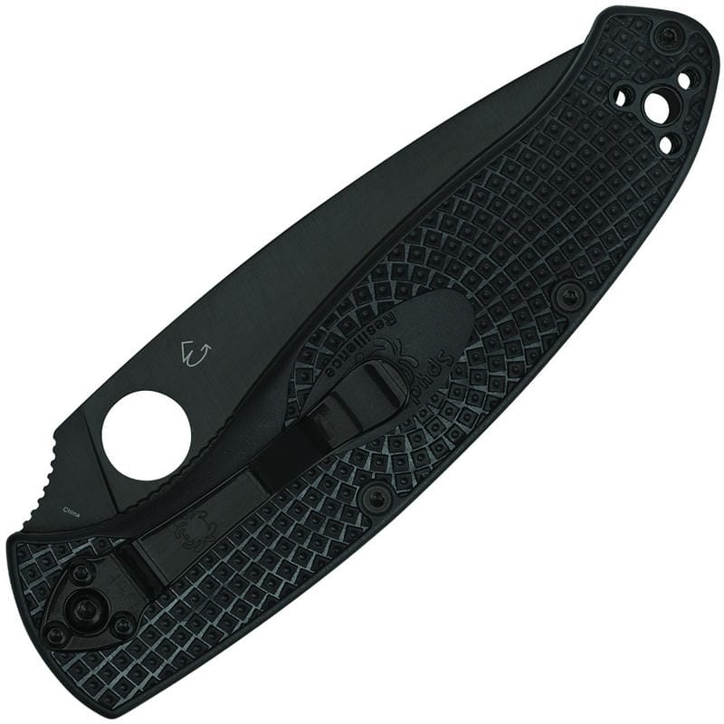 Spyderco Resilience Lightweight Folding Knife - 4.2" Black Oxide Plain Blade Black Handle