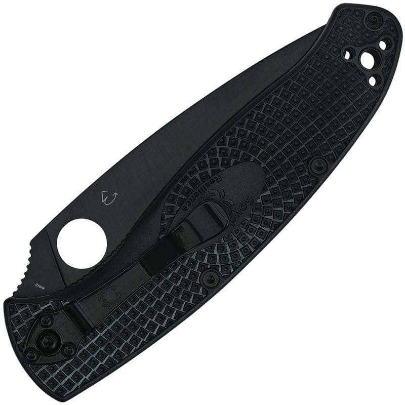 Spyderco Resilience Lightweight Folding Knife - 4.2" Black Oxide Combo Blade, Black Handle