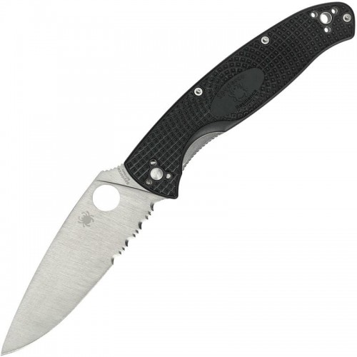 Spyderco Resilience Lightweight Folding Knife - 4.2" Combo Blade, Black Handle