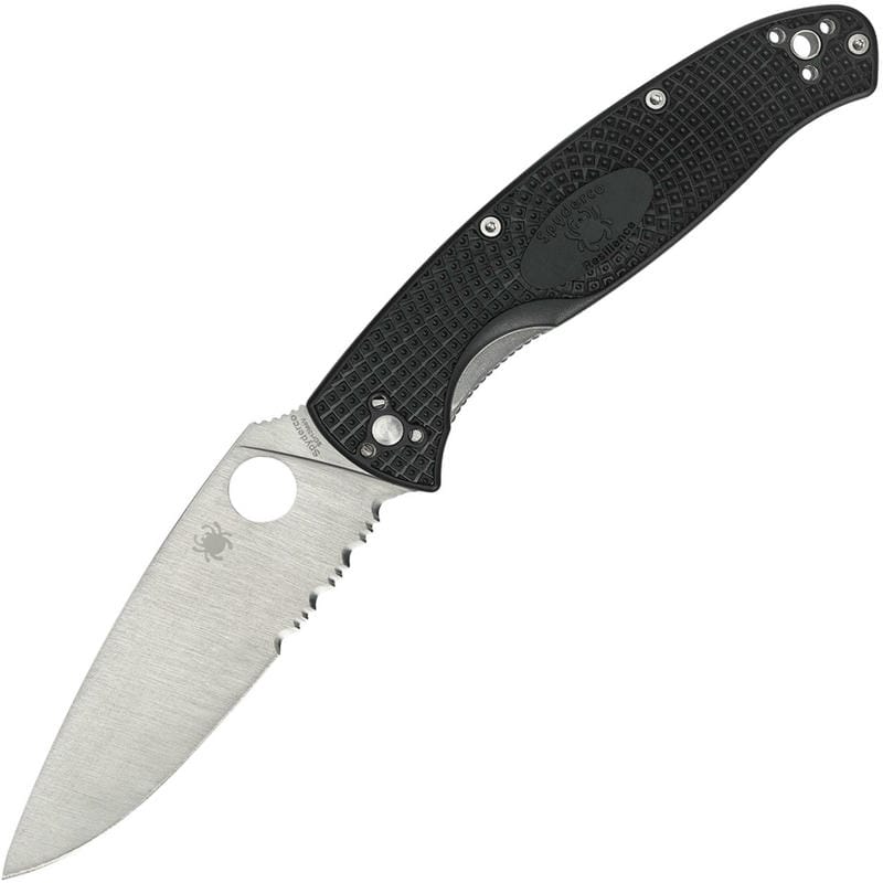 Spyderco Resilience Lightweight Folding Knife - 4.2" Combo Blade, Black Handle