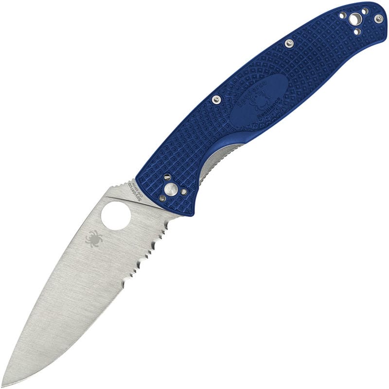 Spyderco Resilience Lightweight Folding Knife - 4.2" S35VN Combo Blade, Blue FRN Handle